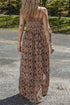 Botanical Print Shirred Bodice Tiered Flowy A-Line Maxi Dress